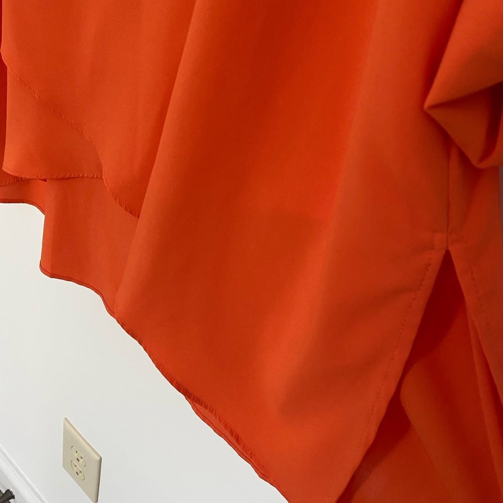 Susan Graver Solid Orange Long Tunic Sz 14 - Picture 5 of 7